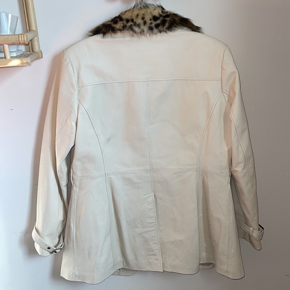 Vintage Terry Lewis Leather Coat - Cheetah print fur trim - Picture 5 of 8